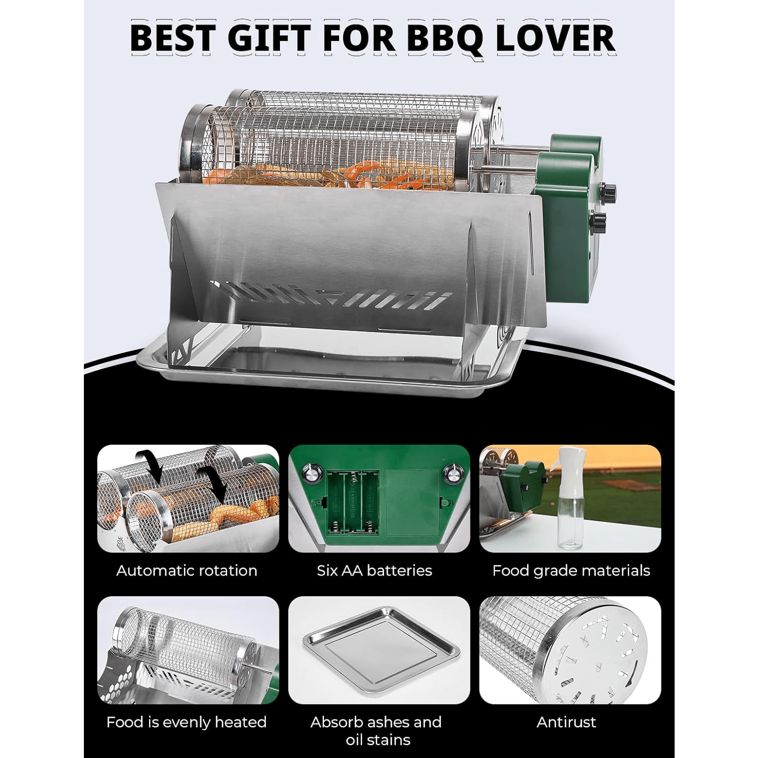 BougeRV Charcoal Electric BBQ Grill Rotisserie Kit