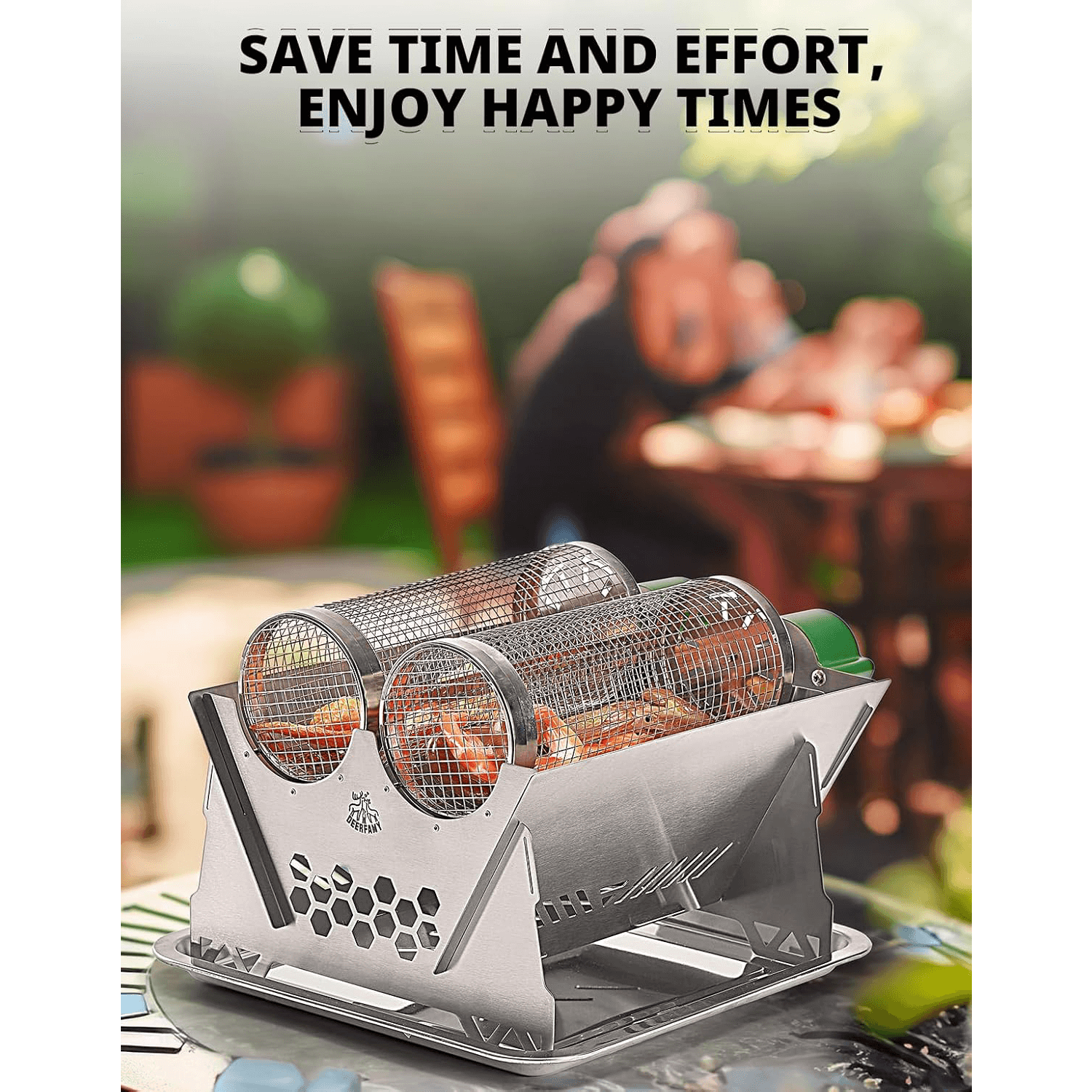 BougeRV Charcoal Electric BBQ Grill Rotisserie Kit