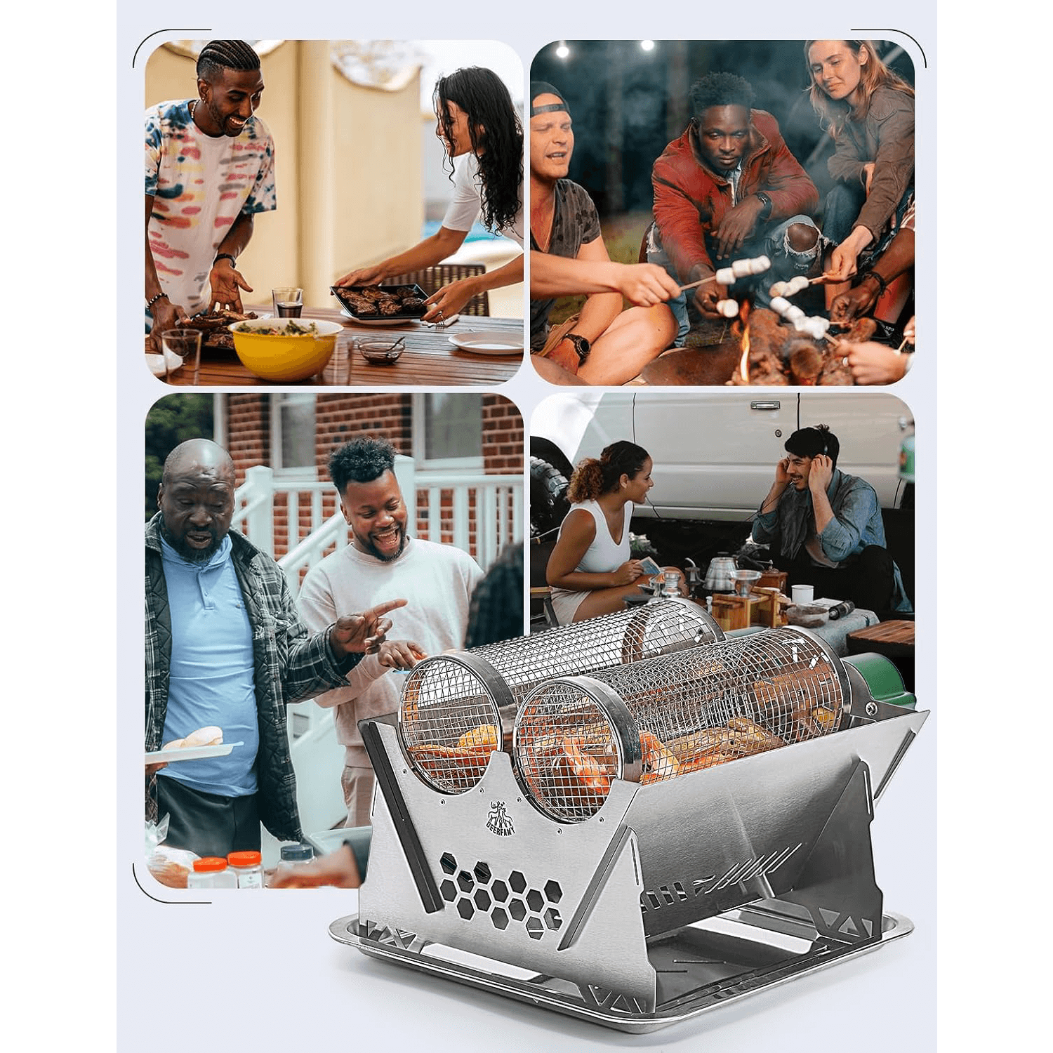 BougeRV Charcoal Electric BBQ Grill Rotisserie Kit