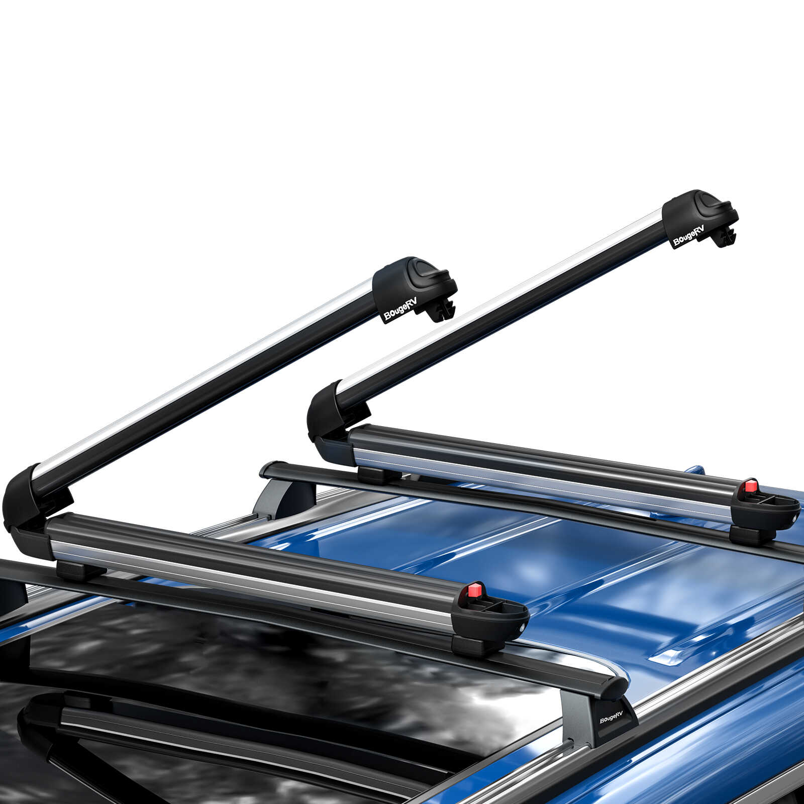 BougeRV Lockable T Slot Ski & Snowboard Racks (Only Fits Crossbars with T-Track)